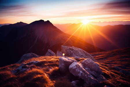 Breathtaking mountain landscape at sunsetの素材