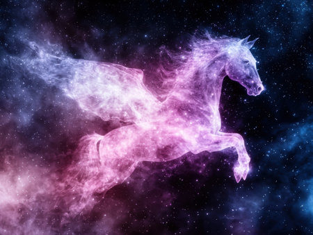 Majestic cosmic horse in spaceの素材