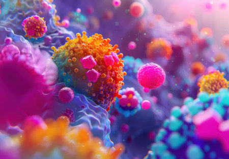 Colorful microscopic virus cellsの素材
