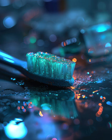Sparkling Toothbrush Reflecting in Waterの素材