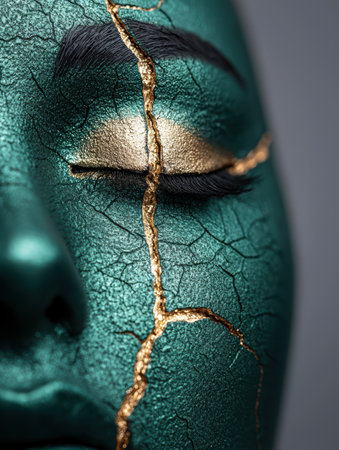 close-up of a vibrant green beetle's eyeの素材