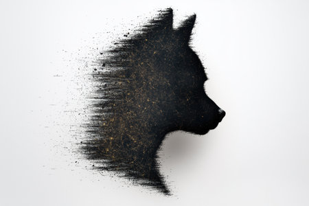 abstract animal silhouette with particle effectの素材