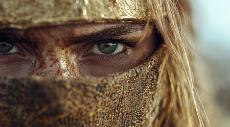 close-up of a person's eye with golden glitterの素材