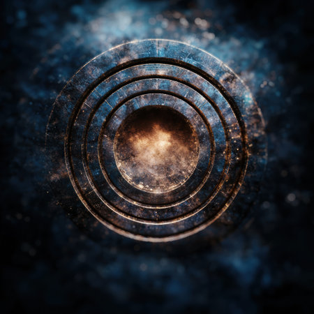 Mysterious glowing portal in dark spaceの素材