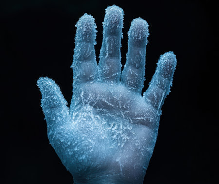 Frozen hand in the coldの素材