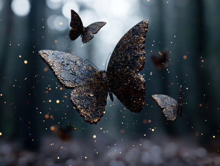 Sparkling butterflies in the nightの素材