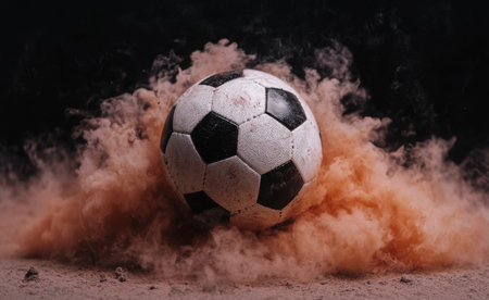 soccer ball in smokeの素材