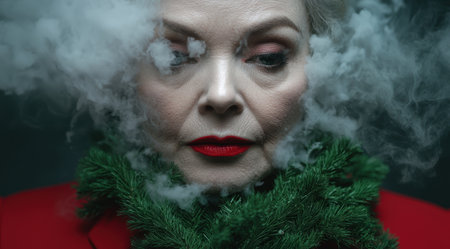 Mysterious woman in winter wonderlandの素材