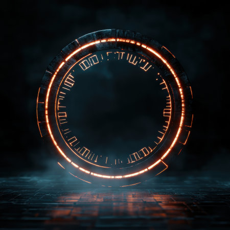 Futuristic glowing circular interfaceの素材