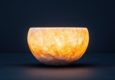 Glowing natural salt lamp on dark backgroundの素材