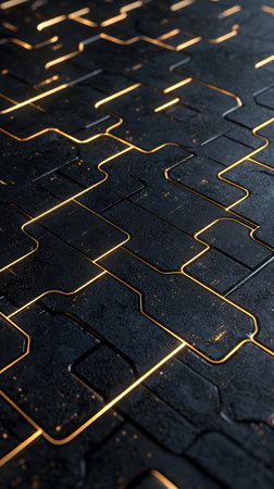 abstract dark background with glowing linesの素材