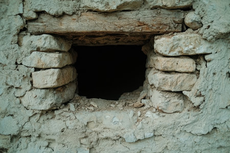 Entrance to an old stone caveの素材