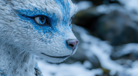 close-up of a blue-eyed arctic foxの素材