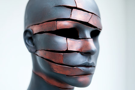 Cracked and fractured face sculptureの素材