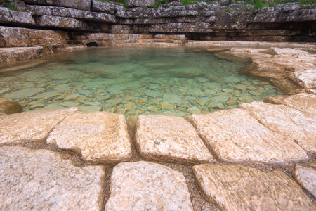 Serene natural pool with crystal clear waterの素材