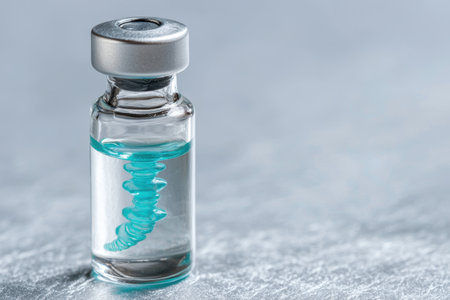 glass vial with blue liquidの素材