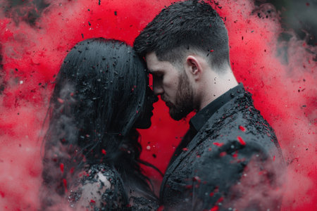 Passionate embrace in the rainの素材