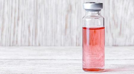 glass bottle with red liquidの素材