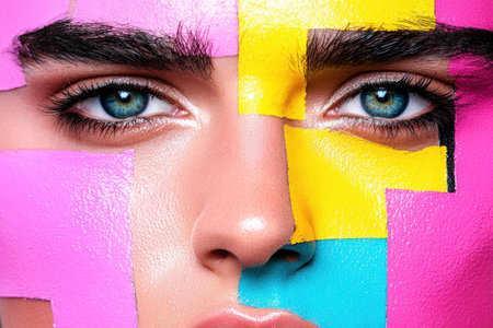 Vibrant abstract portrait with bold colorsの素材