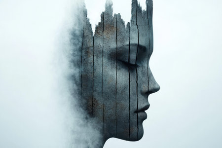 abstract face profile with smoke effectの素材