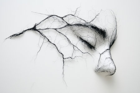 abstract wire sculpture of a faceの素材