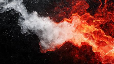 Dramatic fiery explosion with smokeの素材