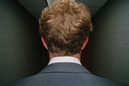 Businessman with curly hair in suitの素材