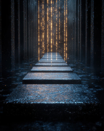 Magical pathway with glowing lightsの素材