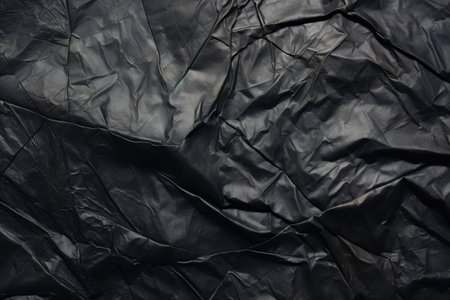 Crumpled black plastic backgroundの素材
