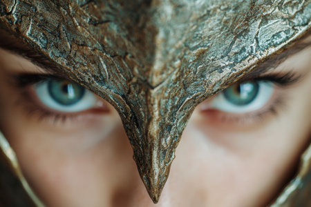 Mysterious eyes peering through cracked barkの素材