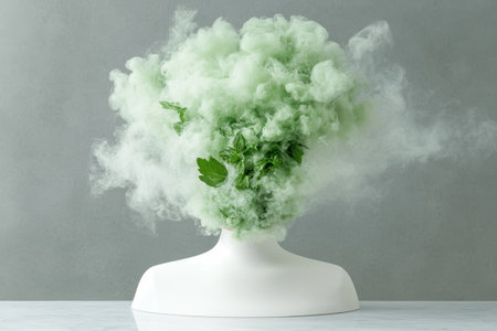 abstract smoke cloud with leavesの素材