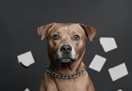 Thoughtful dog with chain collarの素材