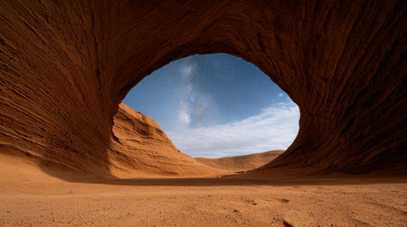 Breathtaking desert landscape with natural rock archの素材