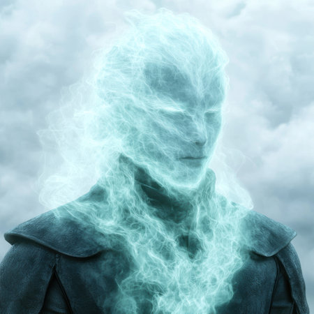 Ethereal energy figure in the cloudsの素材