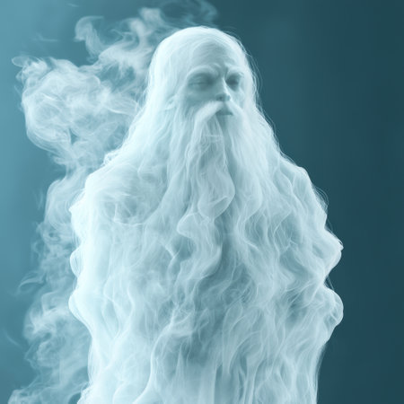 Mysterious ghostly figure in smokeの素材