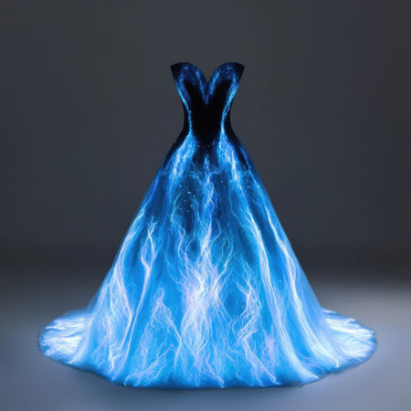 Ethereal blue gown with electric energyの素材