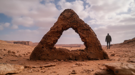 Dramatic arch in the desert landscapeの素材