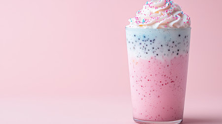 Colorful milkshake with whipped cream and sprinklesの素材