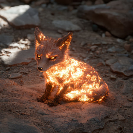 Glowing fox in the wildernessの素材
