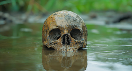 Mysterious skull in waterの素材