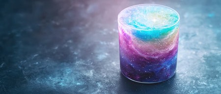 Colorful galaxy cocktail drink with sparklesの素材