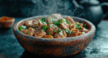 Savory beef stew with aromatic herbs and vegetablesの素材
