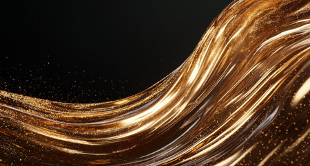 golden glowing abstract wave backgroundの素材