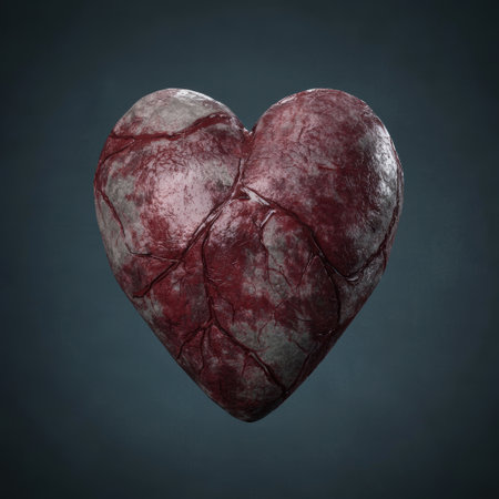 Anatomical heart model on dark backgroundの素材