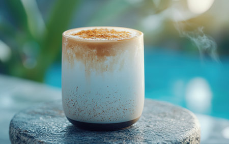 Frothy coffee drink with foam and spicesの素材