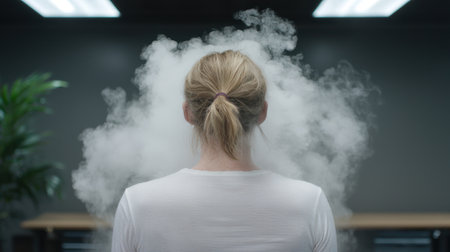 woman surrounded by smokeの素材
