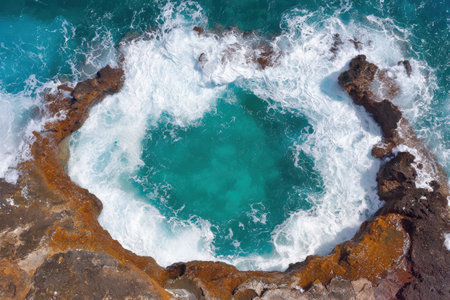 Dramatic ocean waves crashing against rocky coastlineの素材