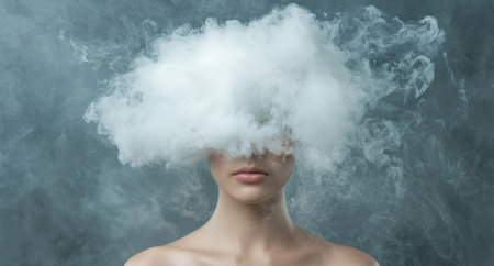 Mysterious woman surrounded by smokeの素材