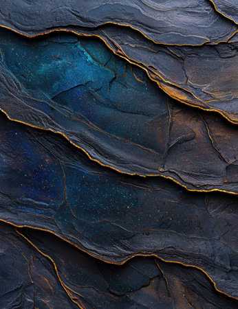 Stunning abstract rock texture with golden veinsの素材