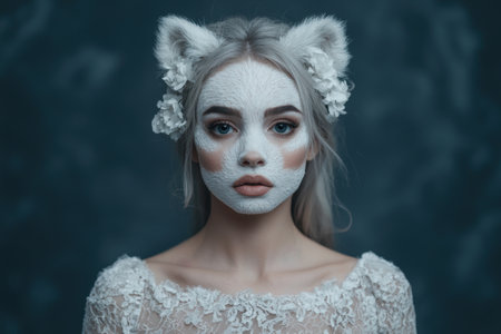 Ethereal winter bride with floral crownの素材